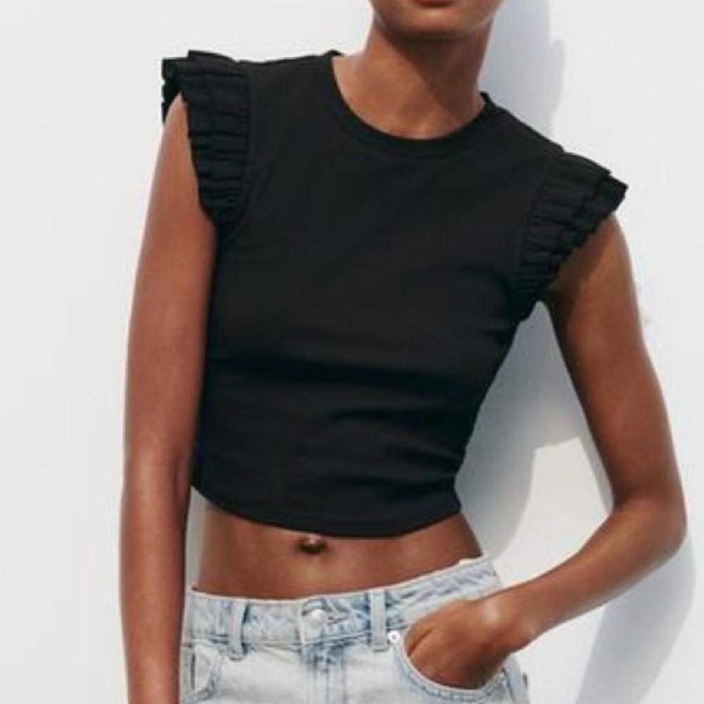 Zara black ruffle top